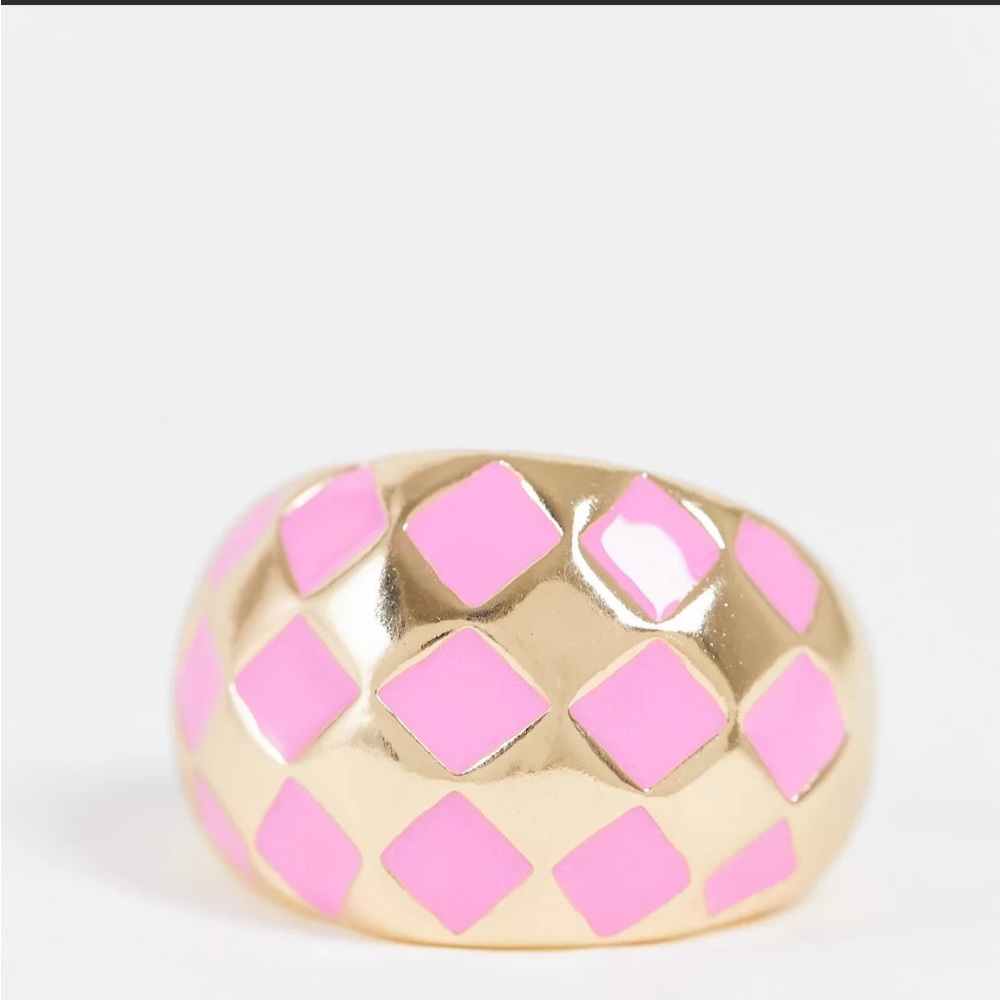 Reclaimed Vintage inspired chunky harlequin ring in lilac and gold size XS